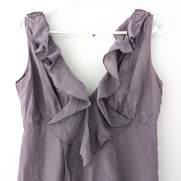 Margit Brandt Danish Designer Romatic Ruffled Lavender Mini Dress * Size Medium - Picture 2 of 8